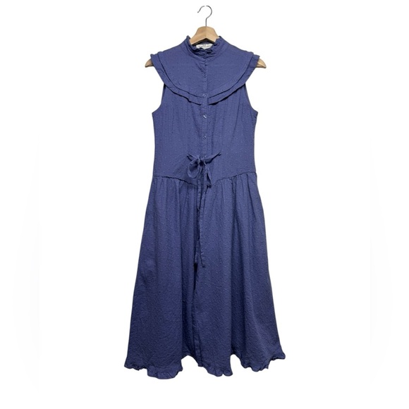 RTR PAMELA LOVE Blue Eyelet Midi Dress L - Picture 7 of 13